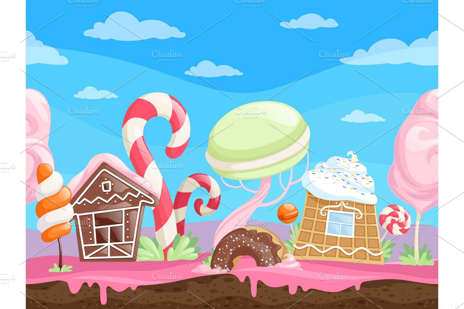 Game seamless sweet landscape | Background Graphics ~ Creative Market