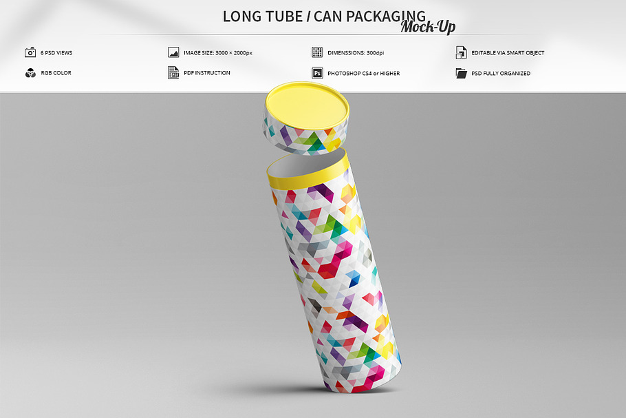 Download Short Tube Can Packaging Mock Up Creative Photoshop Templates Creative Market 3D SVG Files Ideas | SVG, Paper Crafts, SVG File