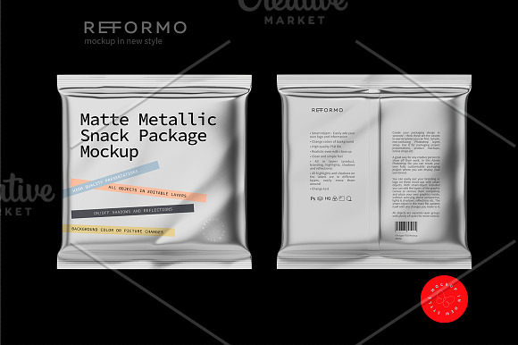 Download Matte Metallic Snack Package Mockup Creative Photoshop Templates Creative Market