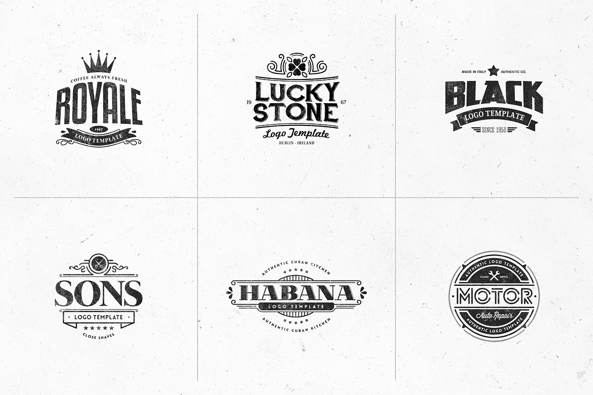 Retro Logo Templates V.01 | Creative Photoshop Templates ~ Creative Market