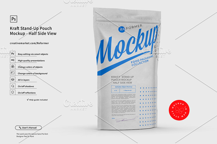 Download White Paper Stand-Up Pouch Mockup | Creative Photoshop Templates ~ Creative Market