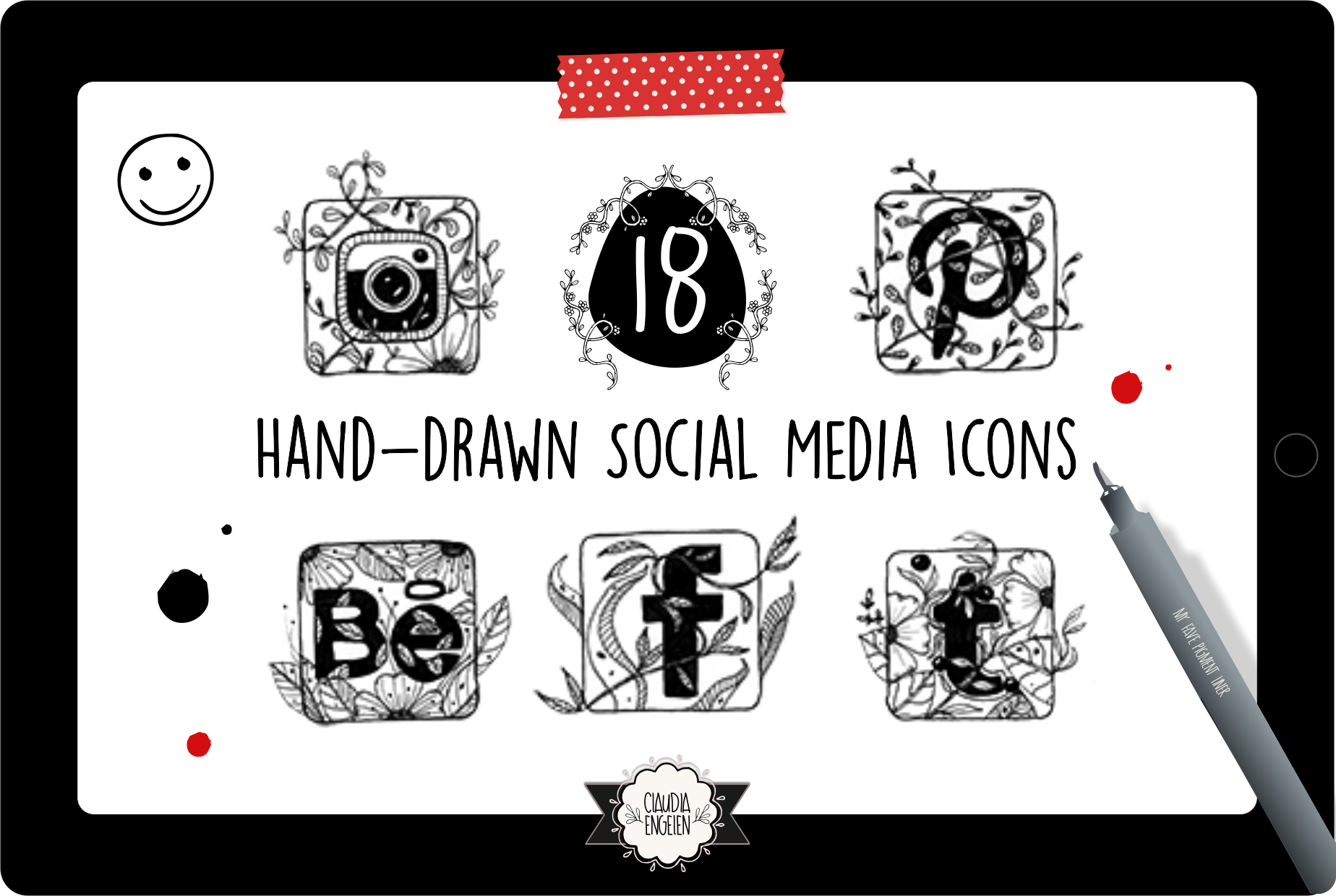 Hand-drawn Social Media Icons | Pre-Designed Photoshop Graphics