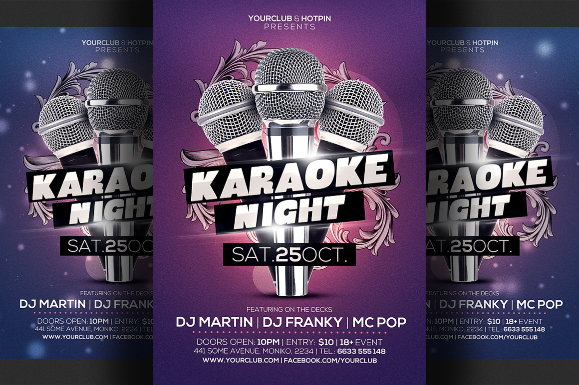 Karaoke Night Flyer Template 3 Templates Creative Market