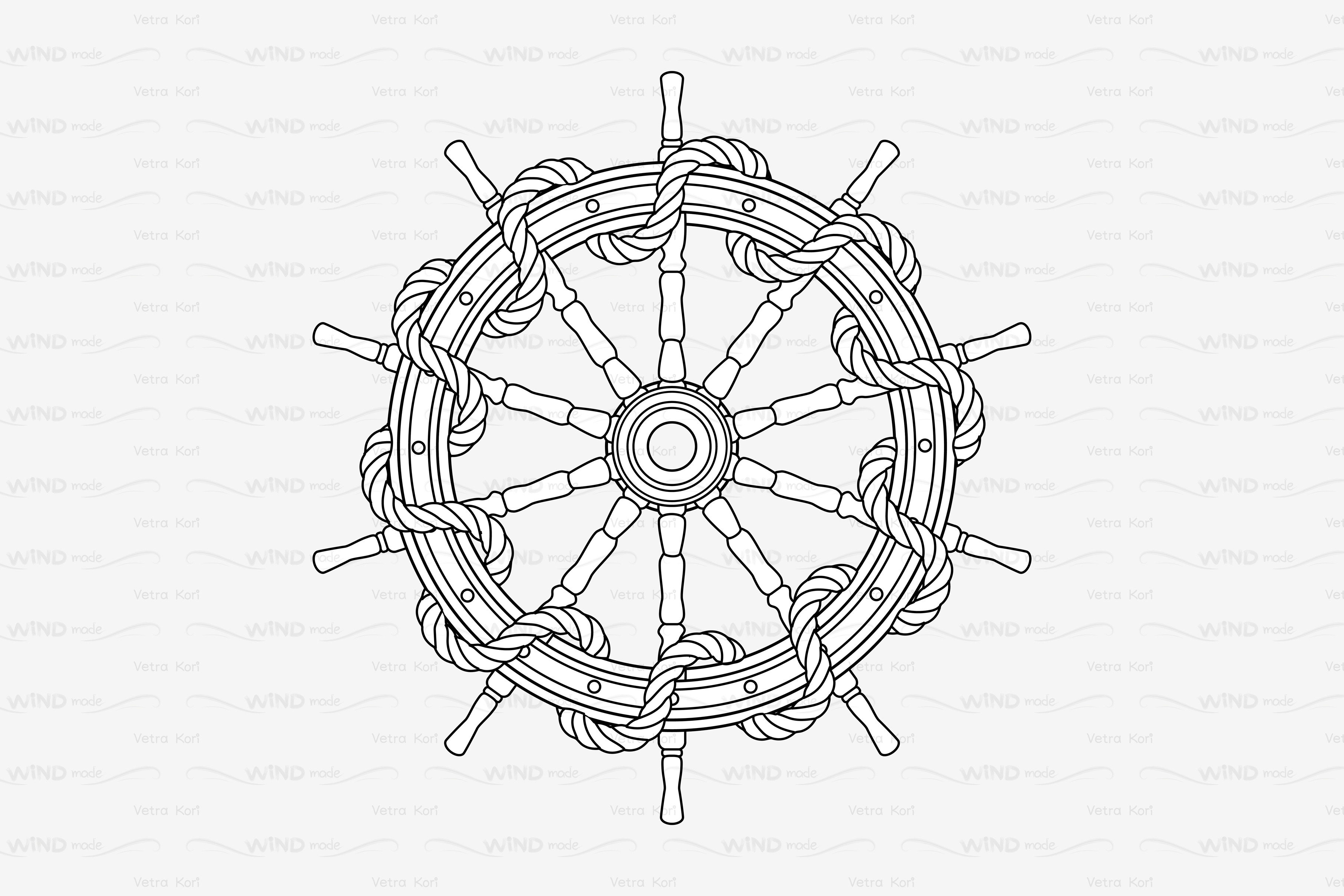 vector outline handwheel with rope | Graphic Objects ~ Creative Market