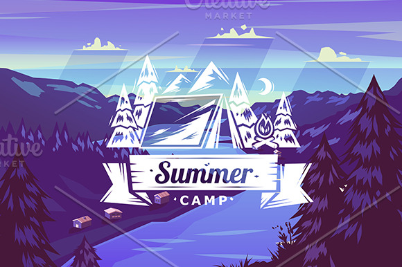 Summer camp typography design | Graphic Objects ~ Creative Market