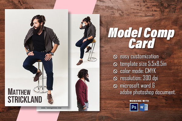 Model Comp Card 8.5x5.5 Fashion | Creative Other Presentation Software