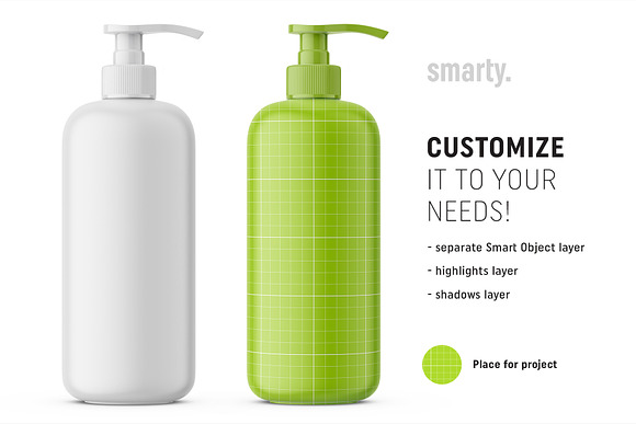 Shampoo matt bottle with pump - Smarty Mockups