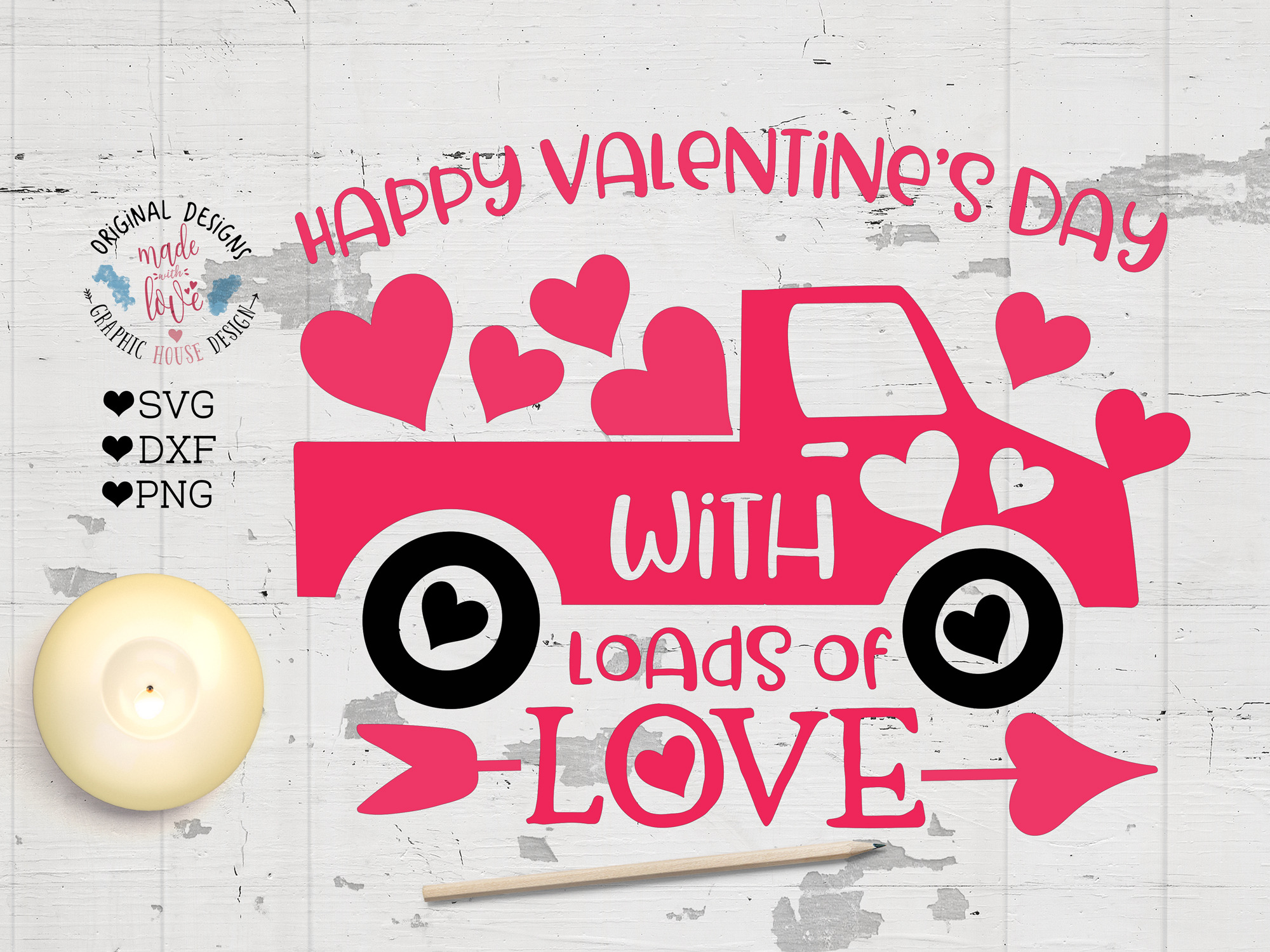 Valentine S Love Truck Pre Designed Photoshop Graphics Creative Market