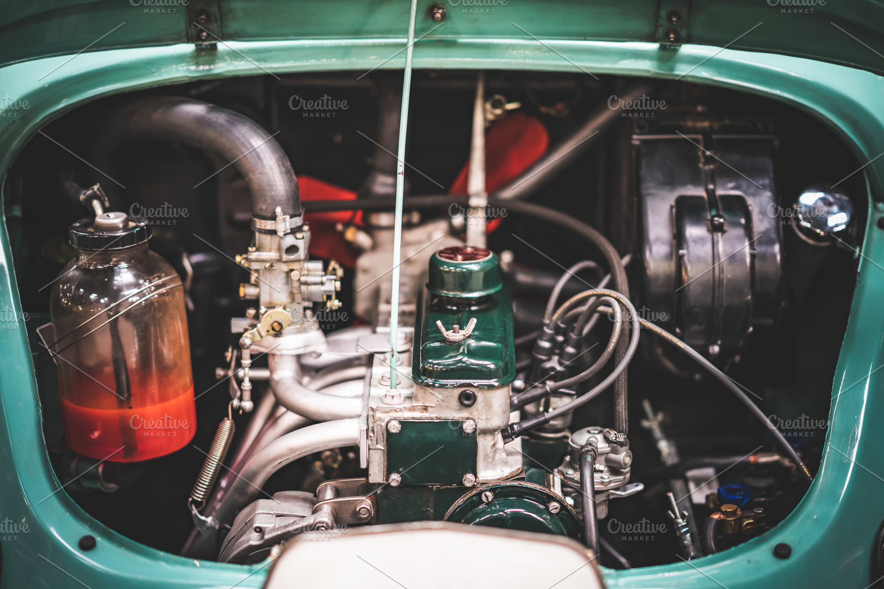 Engine Of A Classic Renault 4 Cv Transportation Stock Photos