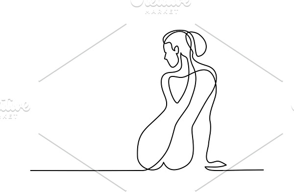 Woman sitting back | Pre-Designed Illustrator Graphics ~ Creative Market