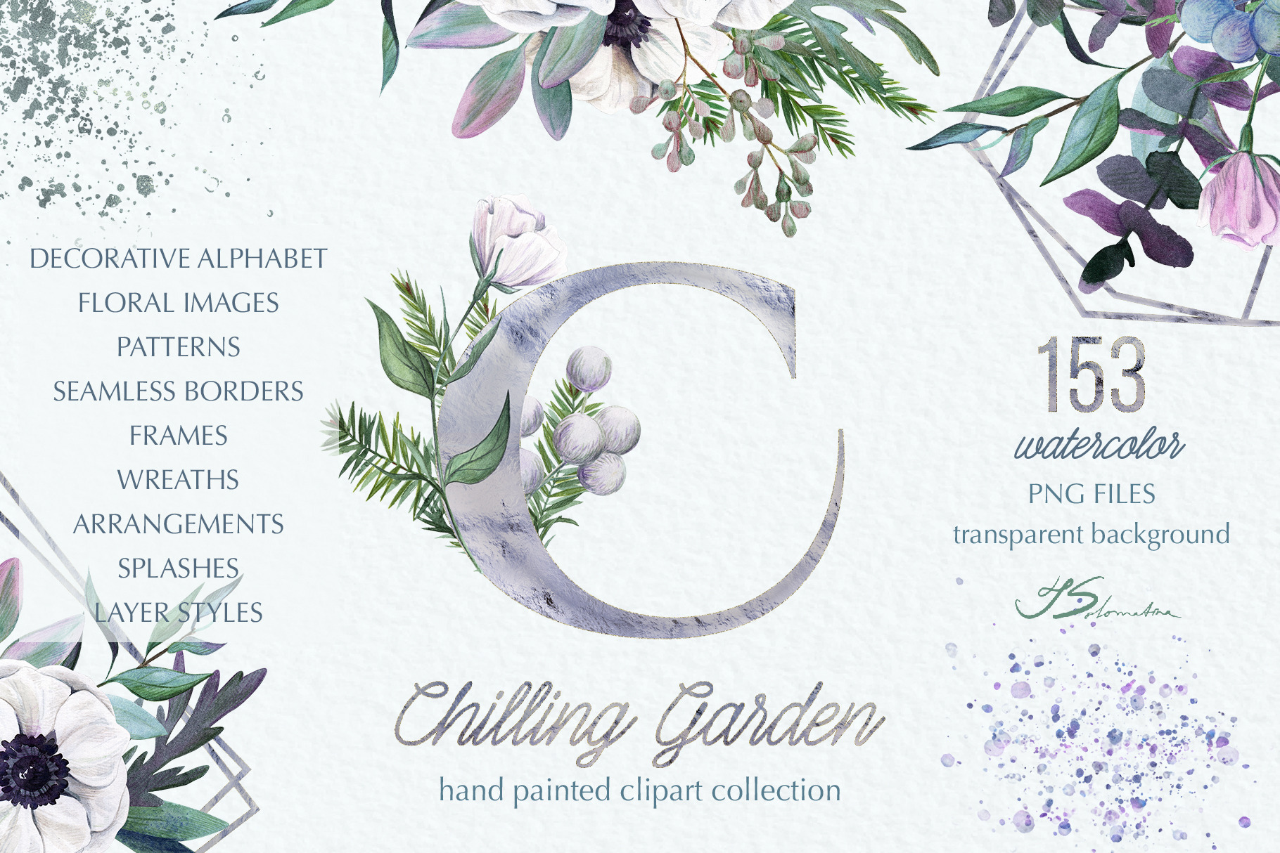 Winter Wedding Watercolor Flowers Pre Designed Photoshop Graphics Creative Market