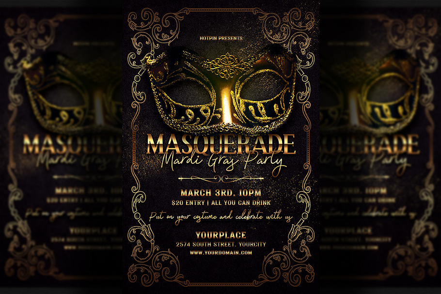 Masquerade Party Flyer Creative Photoshop Templates ~ Creative Market