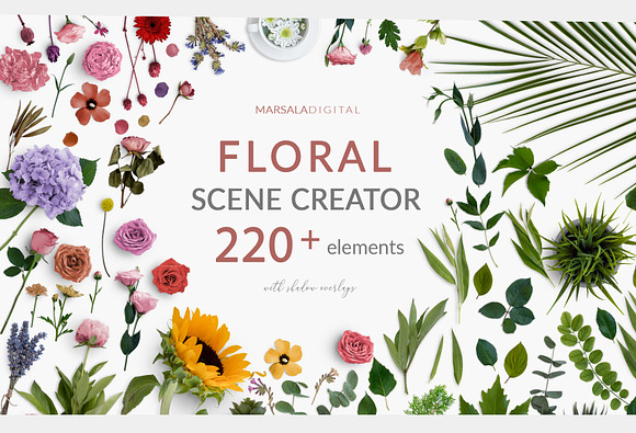 Floral And Greenery Scene Creator Creative Photoshop Templates Creative Market