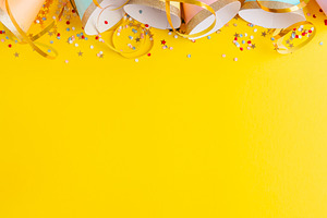 Birthday party background on yellow featuring birthday, background, and  party | Holiday Stock Photos ~ Creative Market