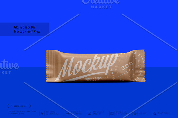 Kraft Snack Bar Mockup Front View Creative Photoshop Templates Creative Market