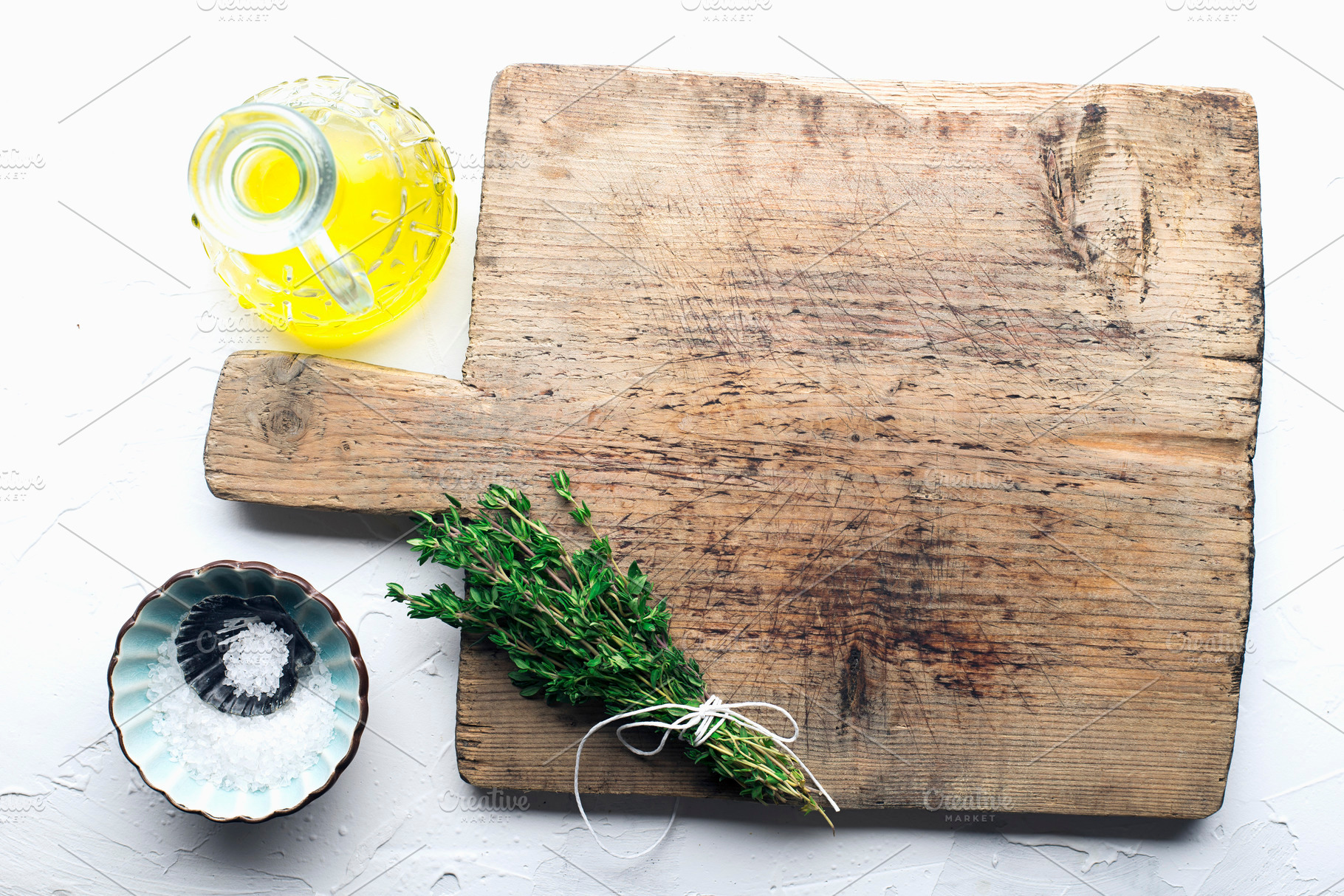 Cooking Background With Old Cutting Board, Top View Stock Photo, Picture  and Royalty Free Image. Image 52173194.