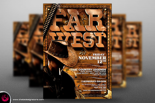 Vintage Western Brand Flyer Kit | Creative Photoshop Templates ...