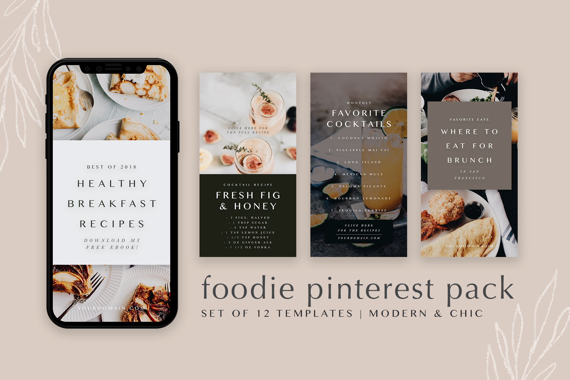 Food Bloggers Pinterest Template Set | Social Media Templates ...