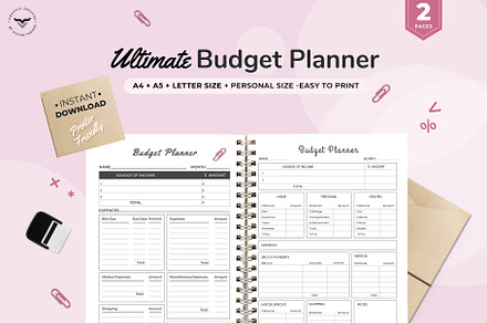 Budget Planner Book, Budget Worksheet Graphic by SnapyBiz