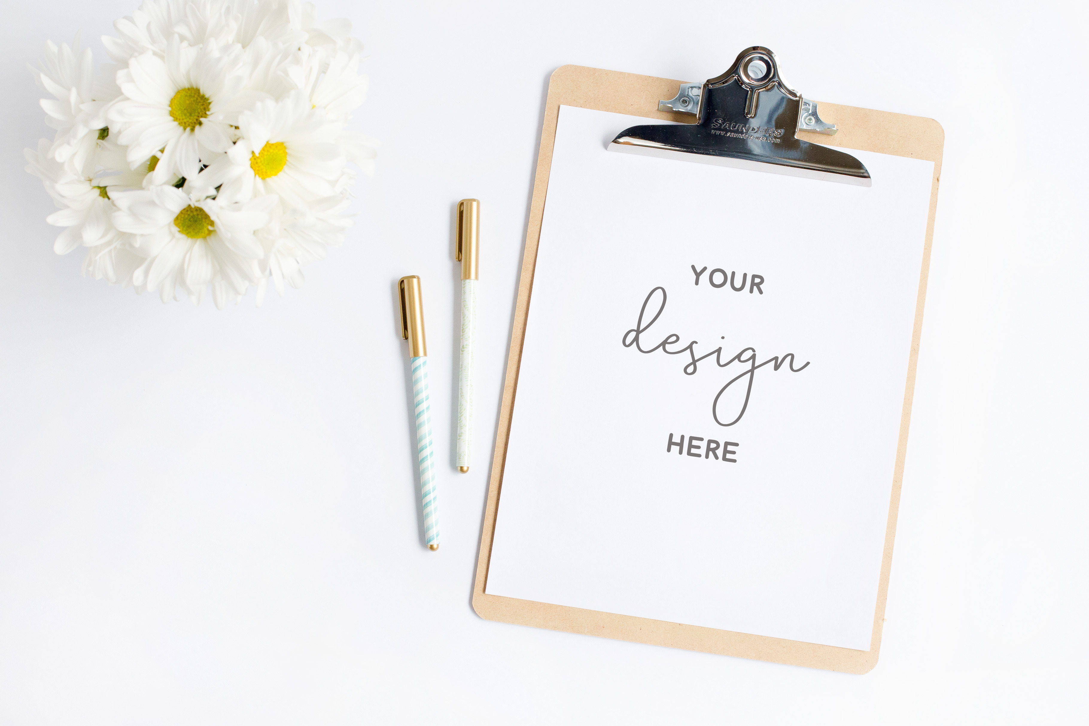 Download Clipboard Mockup With Daisies High Quality Business Images Creative Market