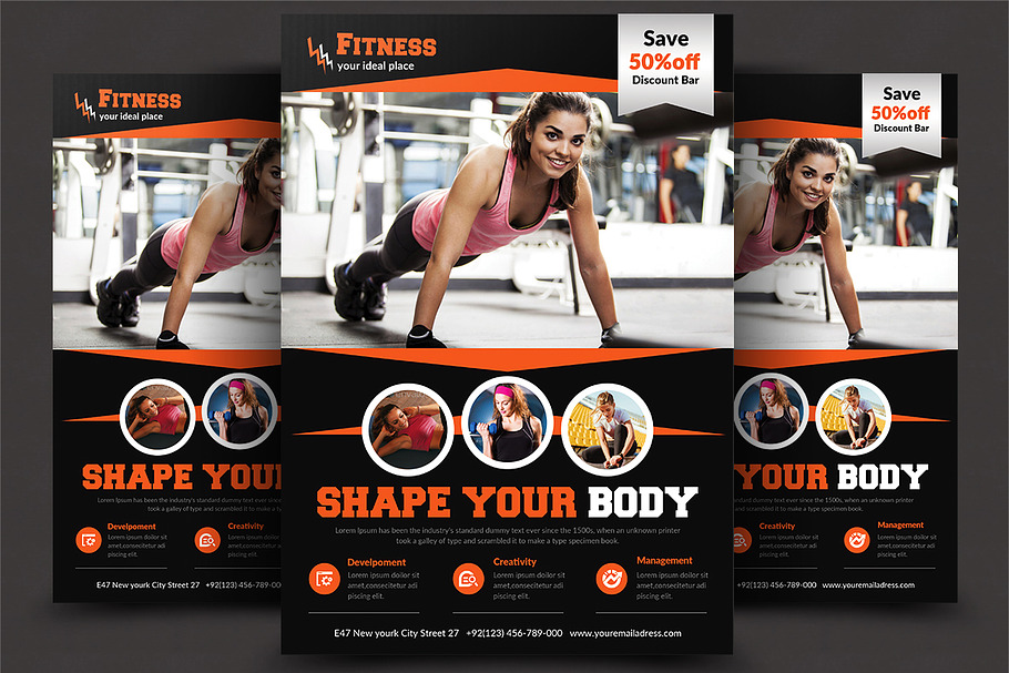 Fitness Flyer Creative Photoshop Templates Creative Market