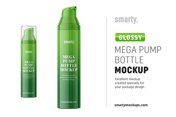 Download Mega Pump Glossy Bottle Creative Photoshop Templates Creative Market