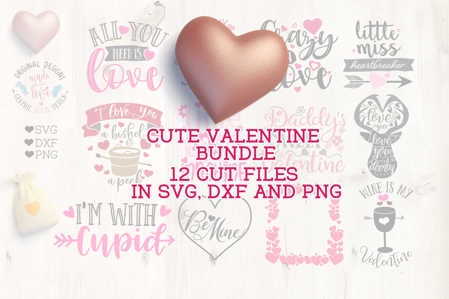 12 Cute Valentine S Cut Files Pre Designed Vector Graphics Creative Market