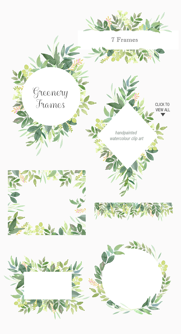 Greenery 7 Frames - Watercolour Clip