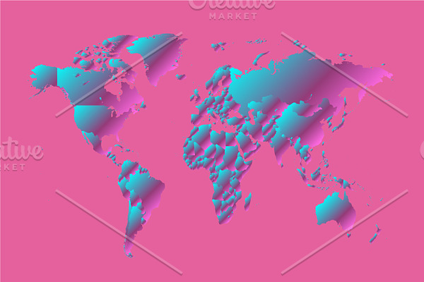 World map halftone neon color pink b | Pre-Designed Photoshop Graphics ...