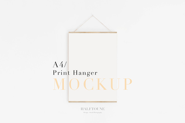 Download A4 Wooden Print Hanger Mockup Pre Designed Photoshop Graphics Creative Market PSD Mockup Templates