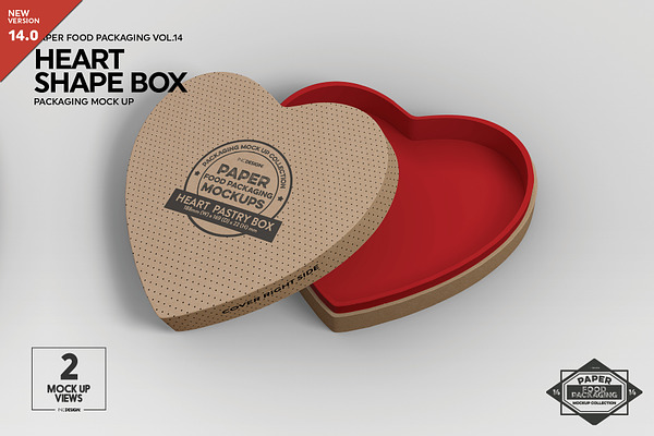 Paper Heart Box Packaging Mockup | for Branding