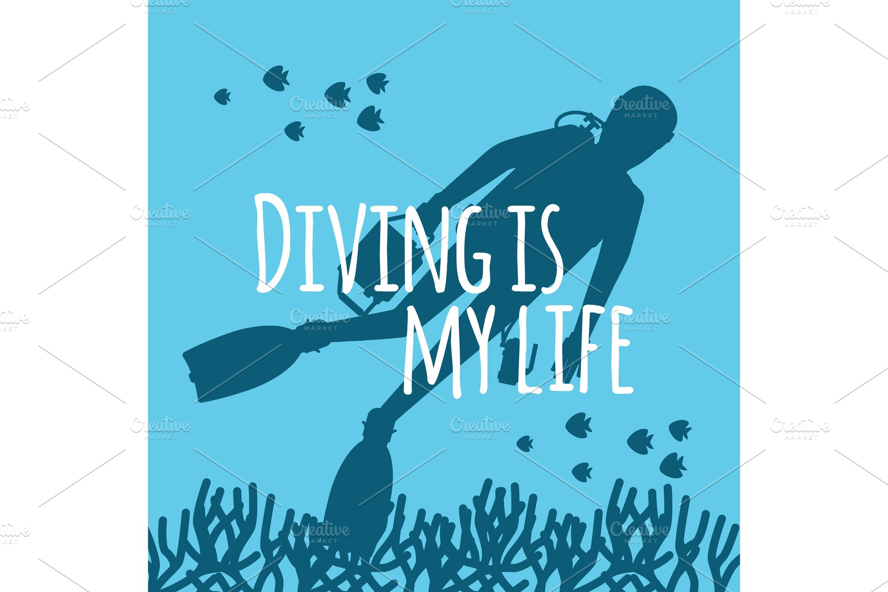 Scuba diving background with diver | Vector Graphics ~ Creative Market