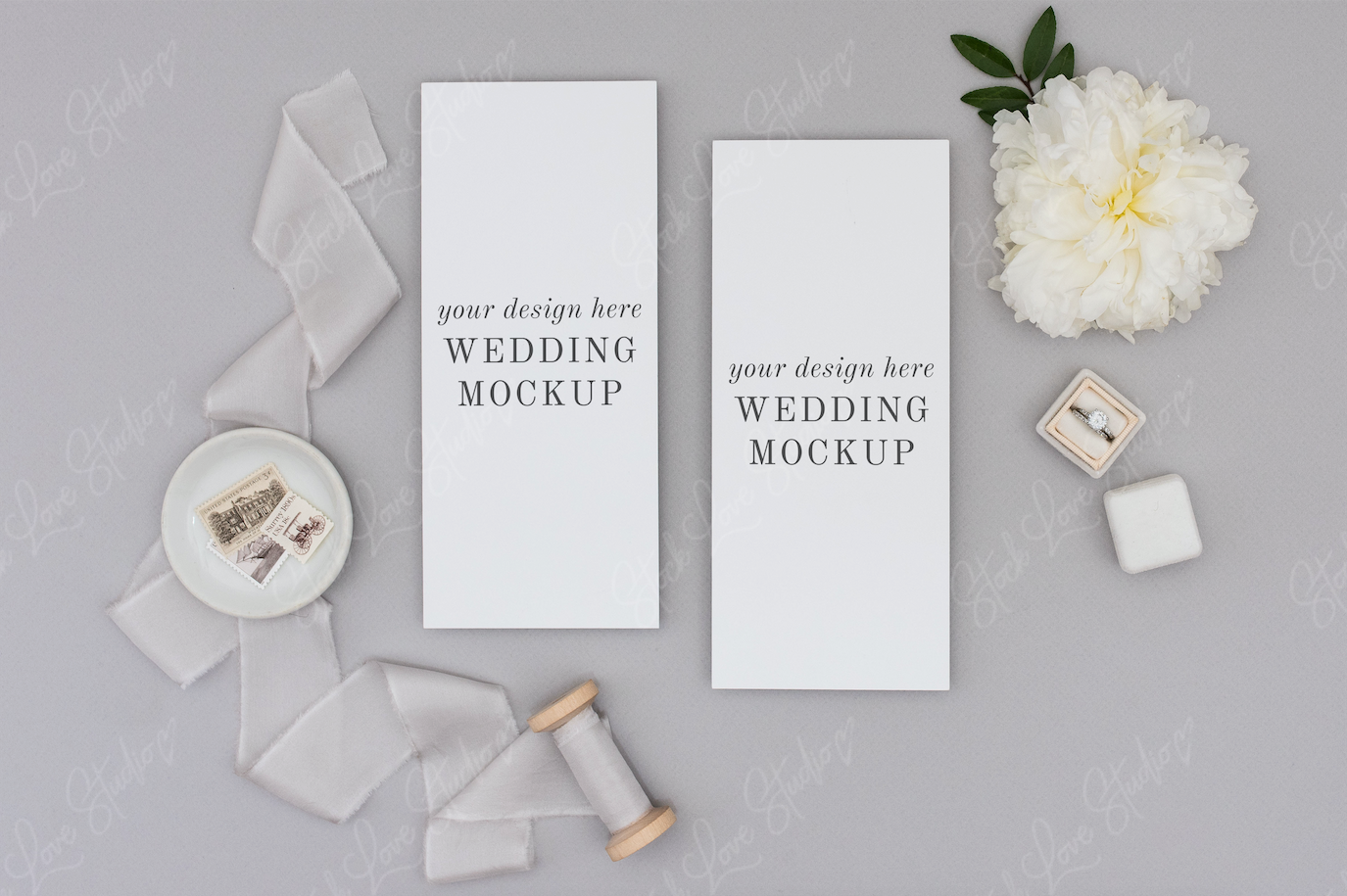 Download Gray Wedding Program Mockup Creative Photoshop Templates Creative Market