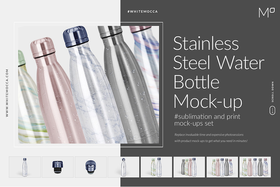 Download Stainless Steel Water Bottle Mockup Creative Photoshop Templates Creative Market