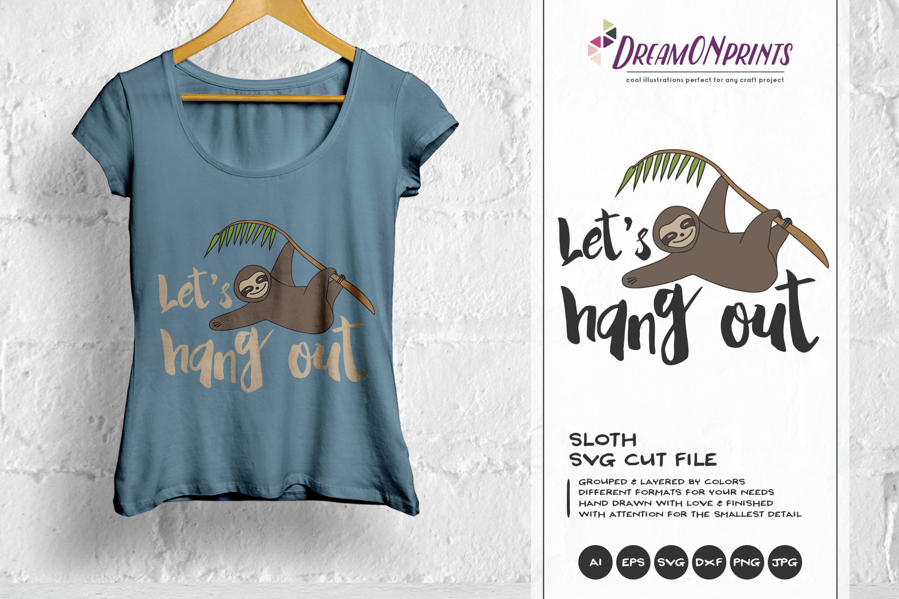 Download Sloth Svg Let S Hang Out Pre Designed Photoshop Graphics Creative Market