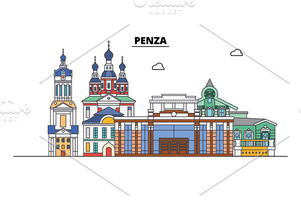 Графика пенза. Город Пенза вектор. Пенза достопримечательности вектор. Вектор панорама Пенза. Пенза Векторная Графика.