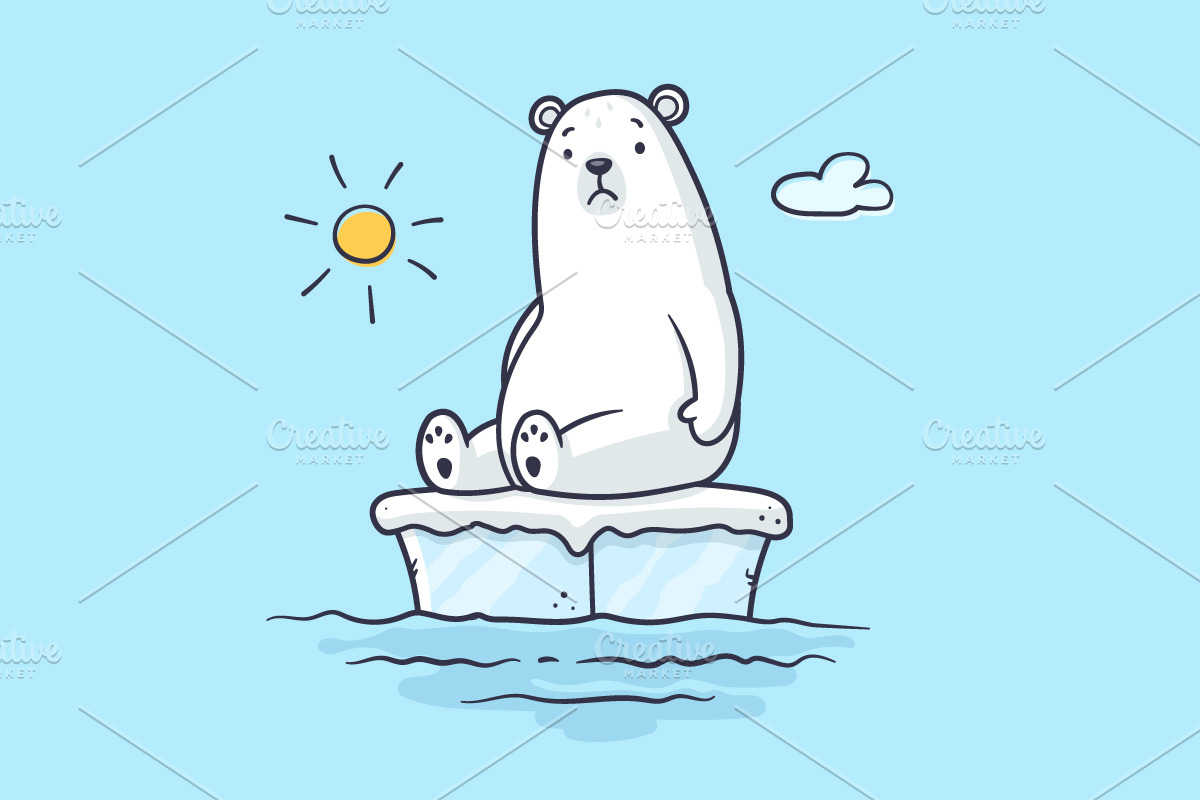 Global Warming Polar Bear Animal Illustrations Creative Market