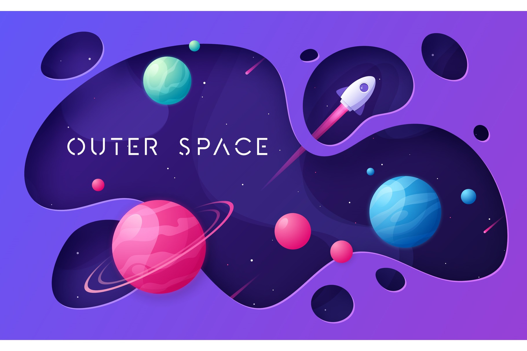 Colorful cartoon outer space | Pre-Designed Illustrator Graphics