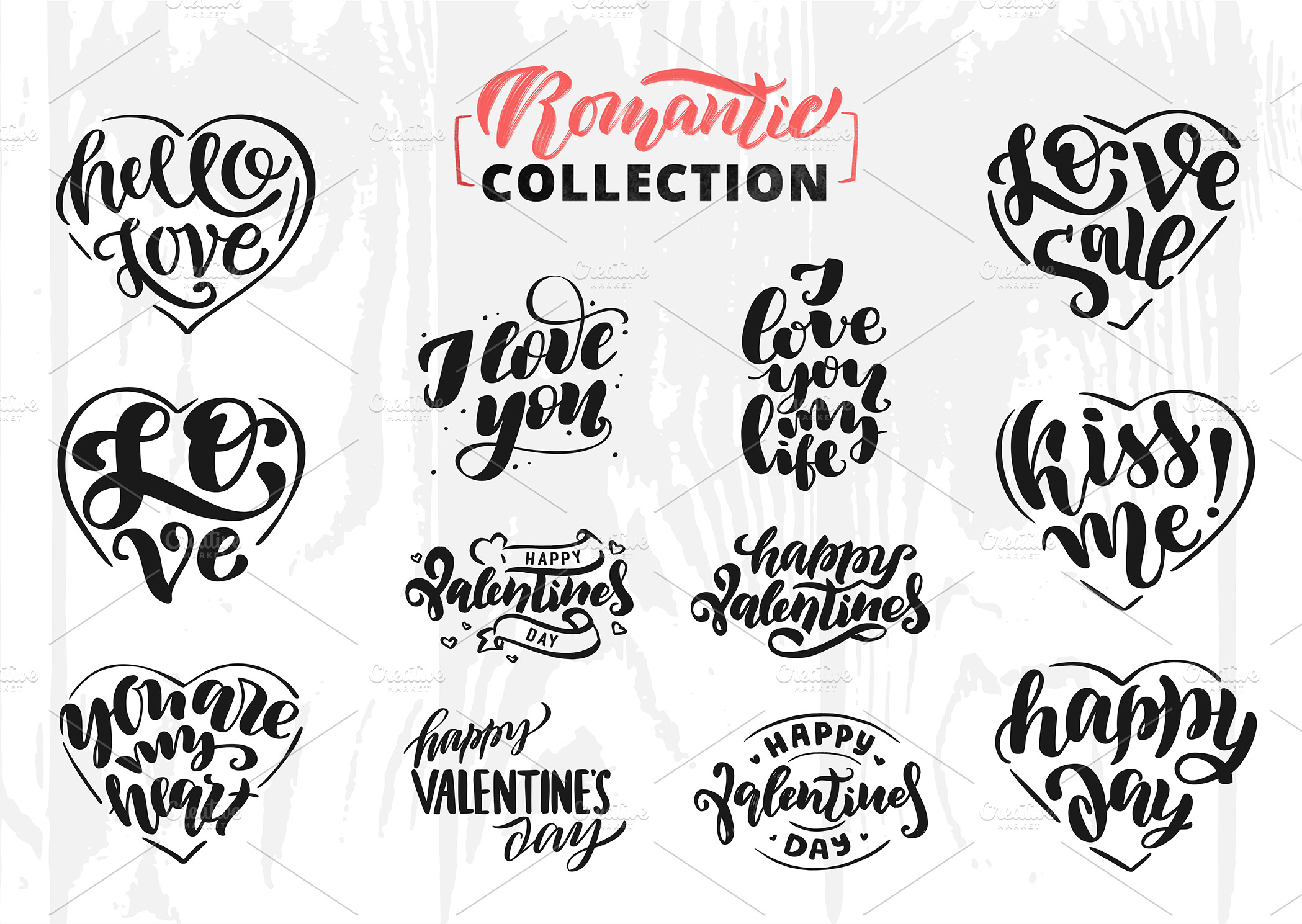 Romantic set Valentines Day | Decorative Illustrations ~ Creative Market