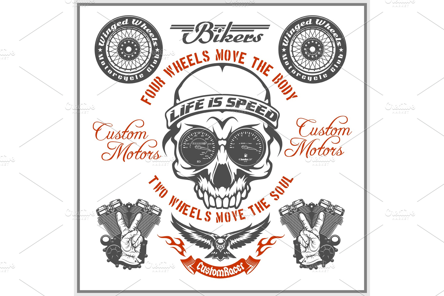 Vintage Motorcycle Label Retro Pre Designed Vector Graphics Creative Market