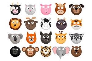 Zoo Mega Set. 9x9 animal emoticons | Pre-Designed Illustrator Graphics