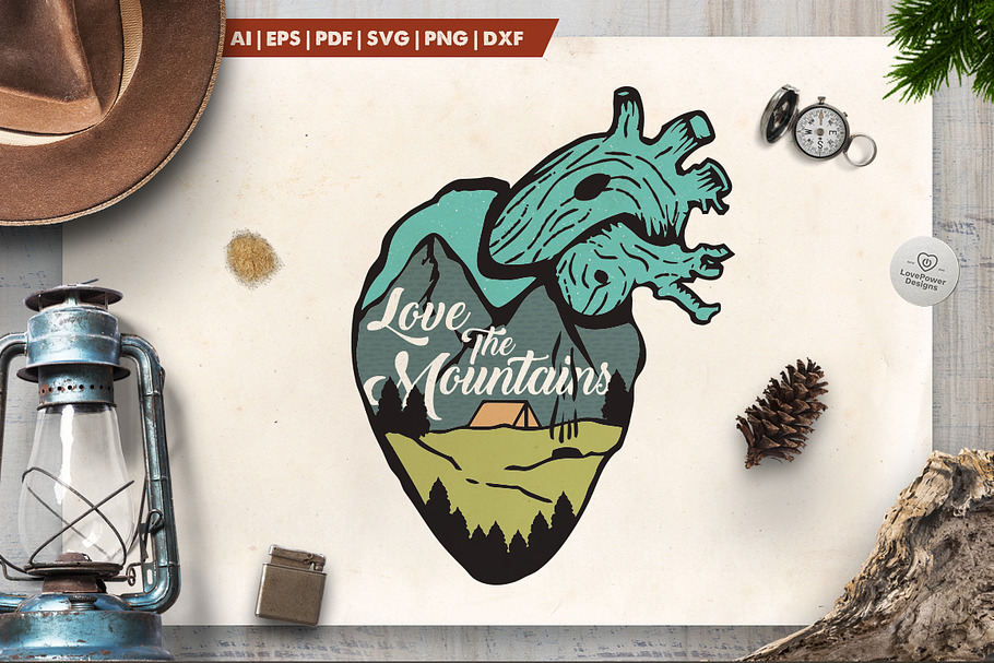 Love The Mountain Logo Badge Patch Creative Illustrator Templates Creative Market