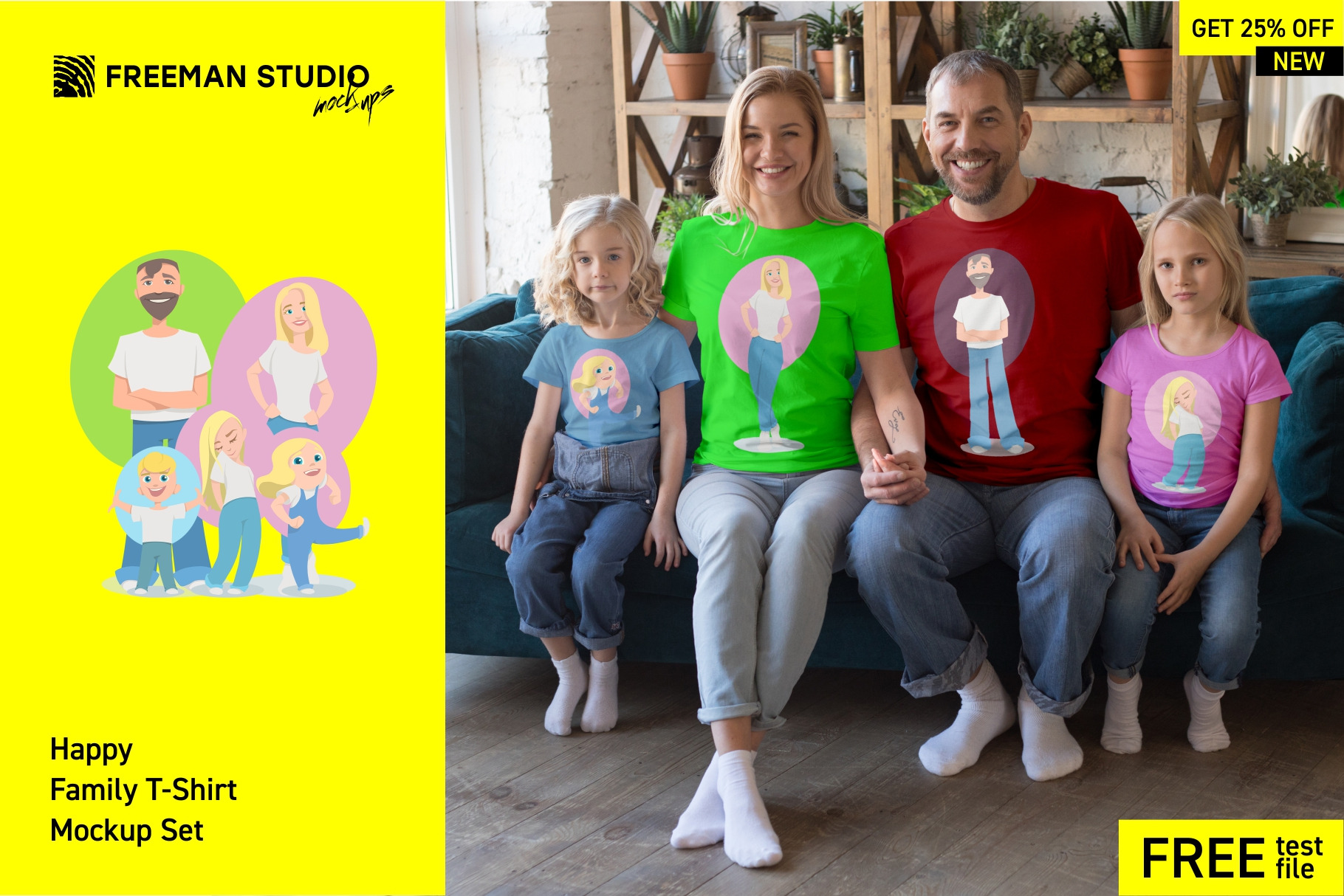 Happy Family T Shirt Mock Up Set Creative Photoshop Templates Creative Market