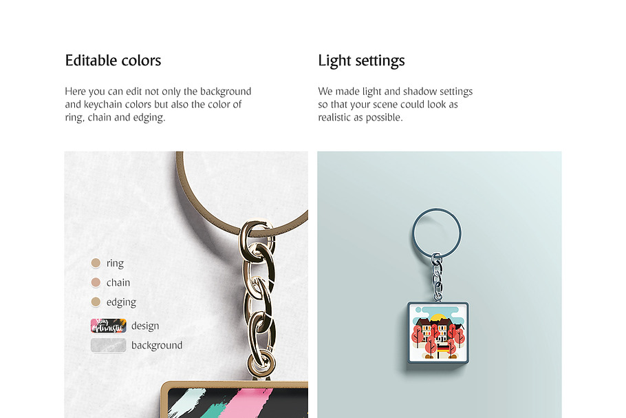 Download Square Keychain Mockup | Creative Photoshop Templates ~ Creative Market