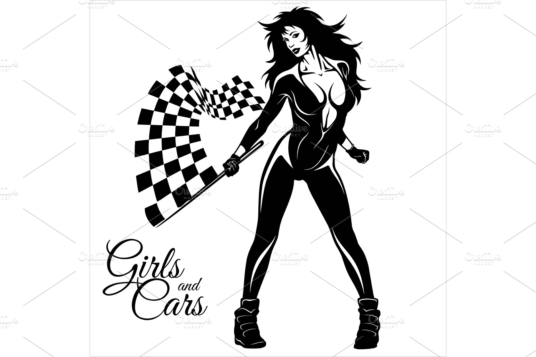 Street Racing Sexy Sport Girl With Pre Designed Vector Graphics