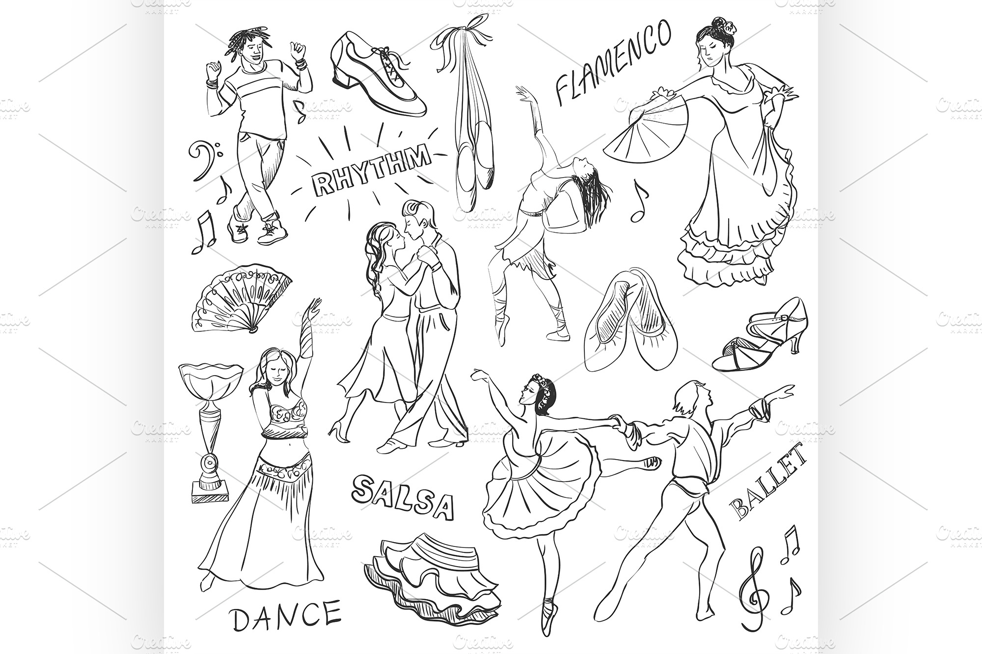 Hand drawn Dance collection | Pre-Designed Illustrator Graphics