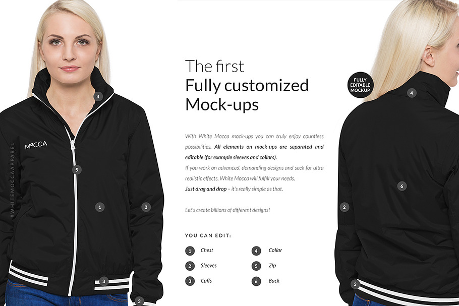 Download Women Bomber Jacket Mock-ups DEMO | Creative Photoshop Templates ~ Creative Market