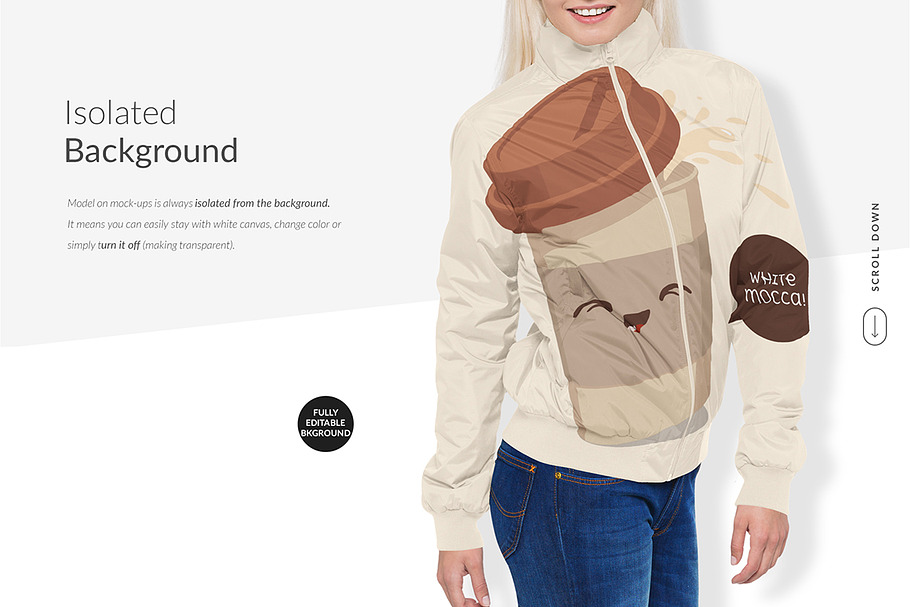 Download Women Bomber Jacket Mock-ups DEMO | Creative Photoshop ...