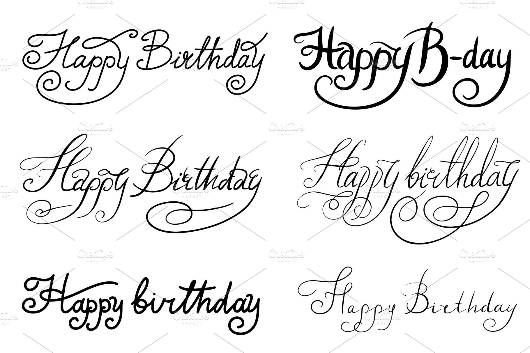 Happy Birthday text. Hand | Decorative Illustrations ~ Creative Market