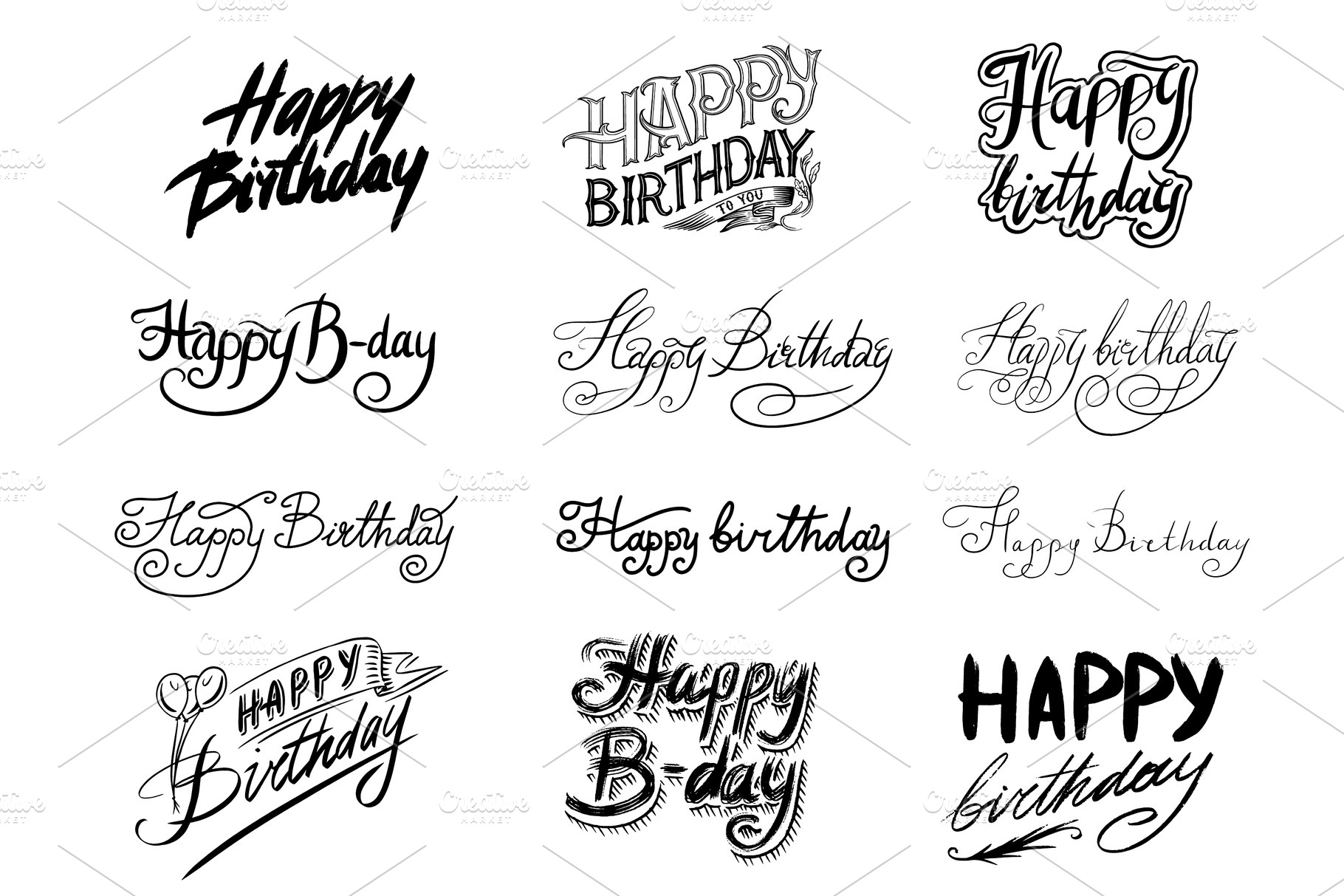 Happy Birthday text. Hand | Textures ~ Creative Market